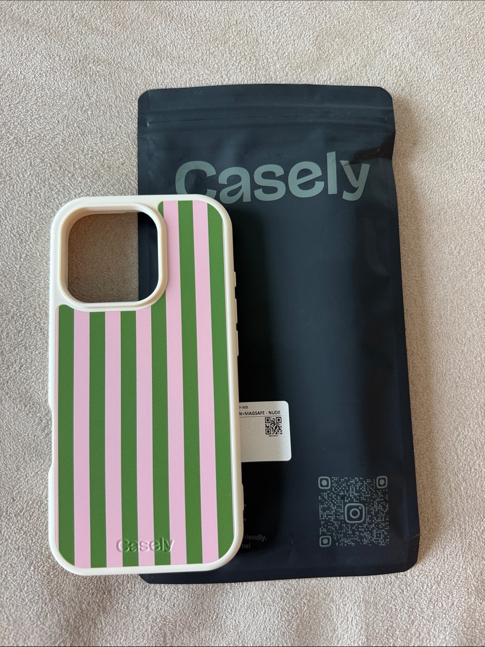 iPhone 16 Pro align+magsafe Green & Pink Stripe Phone Case